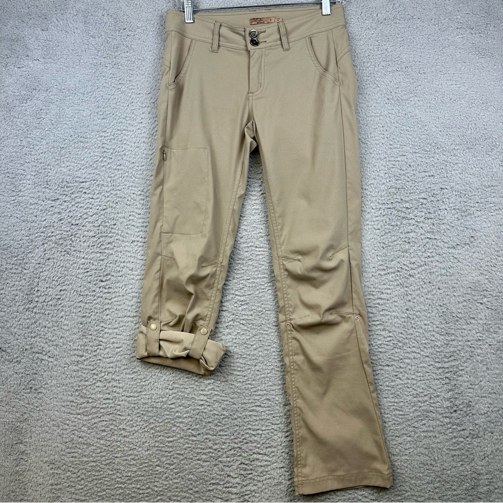 Prana Halle Pants Womens 0 Short Beige Hem Roll Up Hiking Outdoor Lightweight